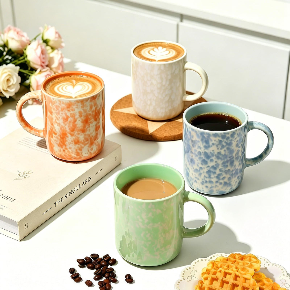 Mileer 17oz Ceramic Coffee Mugs – Set of 4