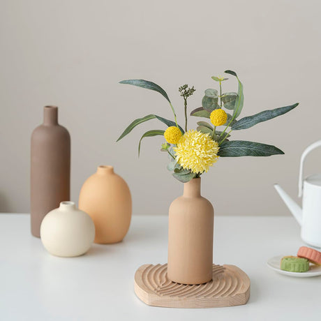 Mileer Modern Ceramic Vase Set of 4 – Neutral Colors, Coffee Mix