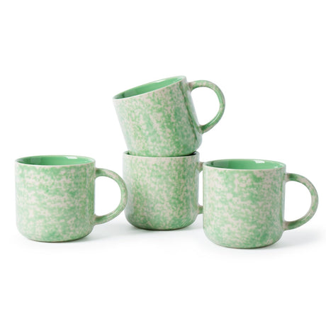 Mileer 12oz Ceramic Coffee Mugs – Set of 4, Green