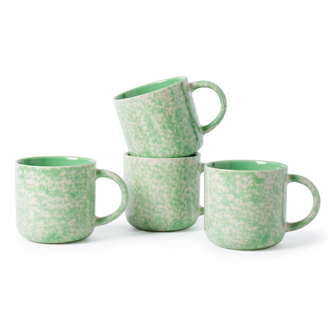 Mileer 12oz Ceramic Coffee Mugs – Set of 4, Green