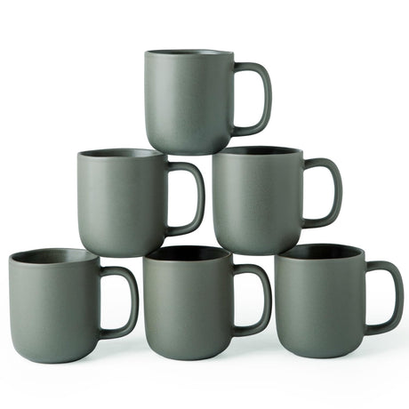Mileer 14oz Ceramic Coffee Mugs – Set of 6, Reactive Glaze