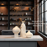 Mileer Ceramic Vase Set of 3 – White & Beige, Stone-Look Texture