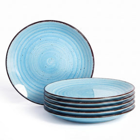 Mileer Ceramic Dinner Plates – Set of 6, 10.5 Inch, Blue