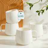 Mileer 16oz Stackable Ceramic Coffee Mugs – Set of 4, White