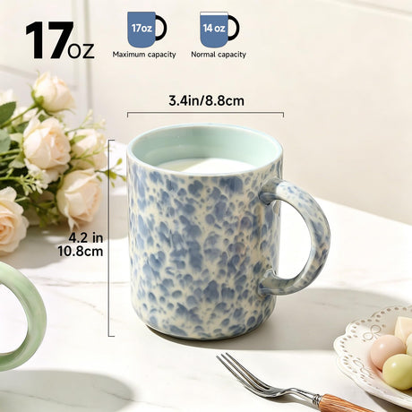 Mileer 17oz Ceramic Coffee Mugs – Set of 4