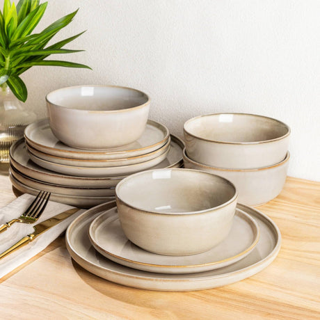Mileer Stoneware Dinnerware Set – Reactive Glaze, Service for 8