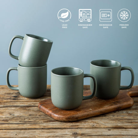 Mileer 14oz Ceramic Coffee Mugs – Set of 6, Reactive Glaze