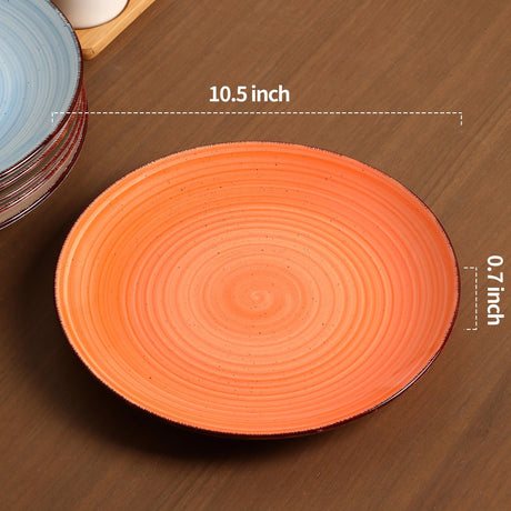 Mileer Ceramic Dinner Plates – Set of 6, 10.5 Inch, Blue