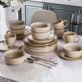 Mileer Stoneware Dinnerware Set – Reactive Glaze, Service for 8