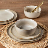 Mileer Stoneware Dinnerware Set – Reactive Glaze, Service for 8