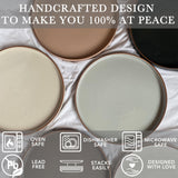 Mileer Ceramic Flat Plates – Set of 6, 8 Inch, Neutral Colors