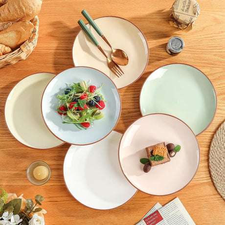 Mileer Colorful Ceramic Dessert Plates – Set of 6, 8 Inch, Assorted Colors